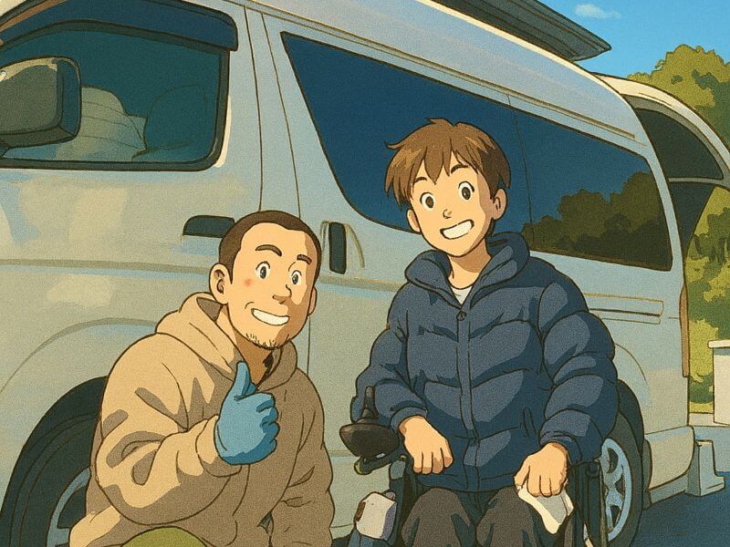 介助者と利用者イラスト