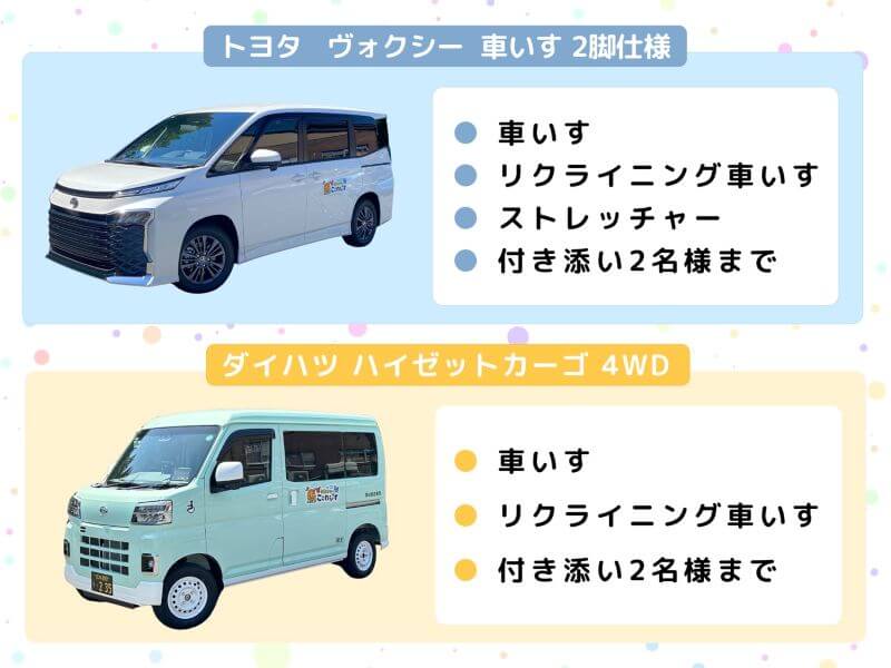 介護車両ヴォクシーとハイゼット