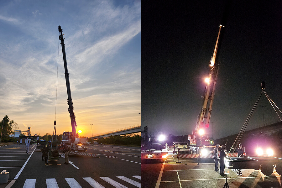 ラフタークレーンで会場設営