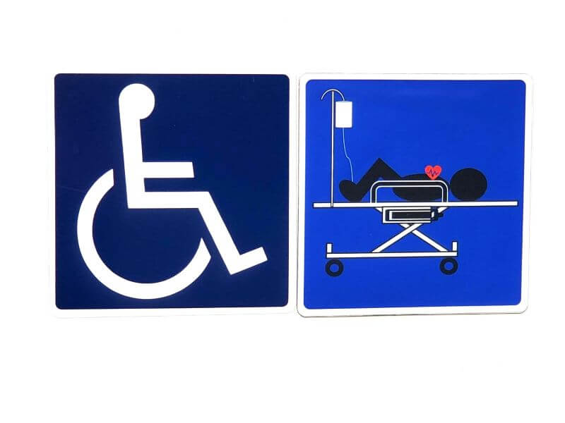 車いすマークとストレッチャーのマーク