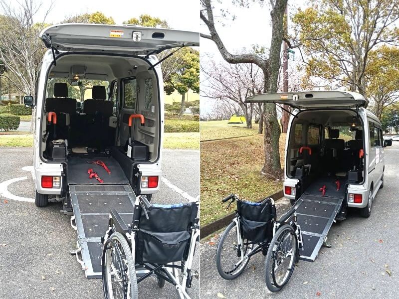 車いすと車両スロープ写真2枚